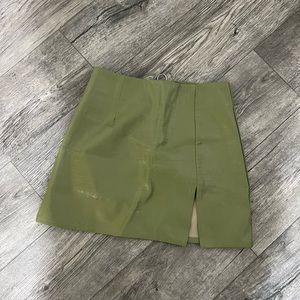 Green leather skirt